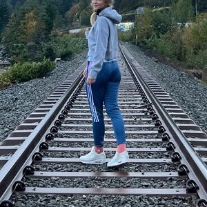 Adidas Women's Navy and Pink Track Pants